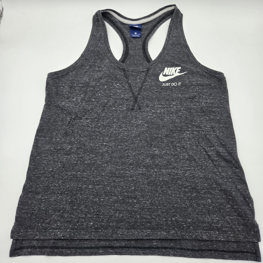 Nike Just Do It Women's Gray Solid Scoop Neck Sleeveless Tank Top Size L